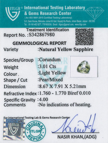 Yellow Sapphire - 3.01 Carat