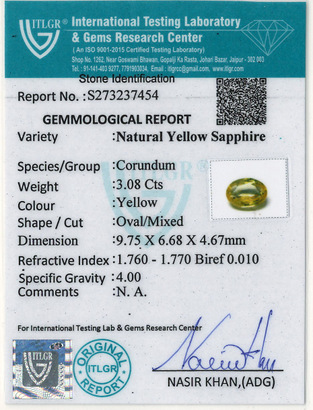 Yellow Sapphire - 3.08 Carat