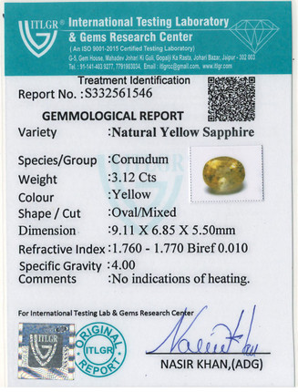 Yellow Sapphire - 3.12 Carat