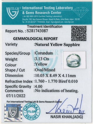 Yellow Sapphire - 3.13 Carat