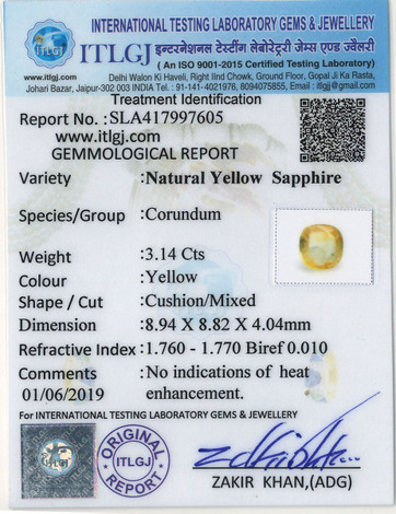 Yellow Sapphire - 3.14 Carat