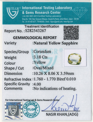 Yellow Sapphire - 3.18 Carat