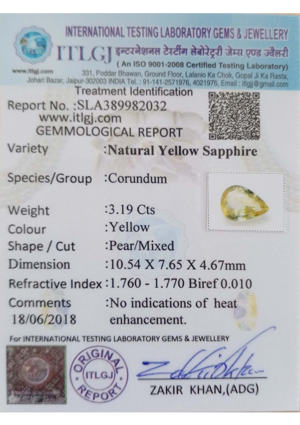 Yellow Sapphire - 3.19 Carat