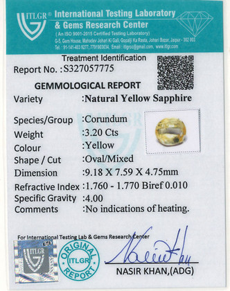 Yellow Sapphire - 3.2 Carat