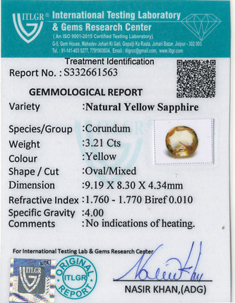 Yellow Sapphire - 3.21 Carat