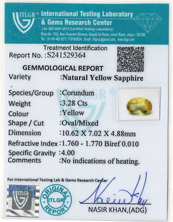Yellow Sapphire - 3.28 Carat
