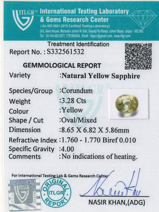 Yellow Sapphire - 3.28 Carat