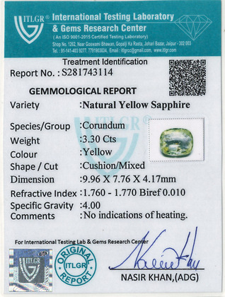 Yellow Sapphire - 3.3 Carat