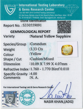 Yellow Sapphire - 3.33 Carat