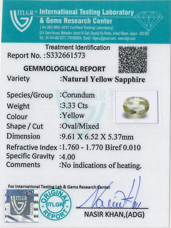 Yellow Sapphire - 3.33 Carat