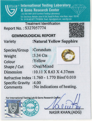 Yellow Sapphire - 3.34 Carat