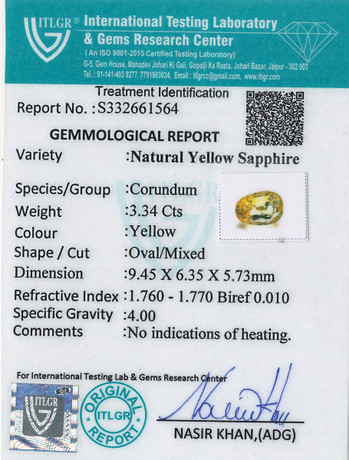 Yellow Sapphire - 3.34 Carat