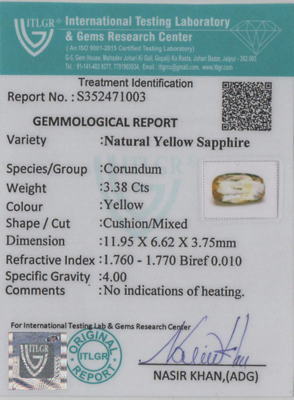 Yellow Sapphire - 3.38 Carat