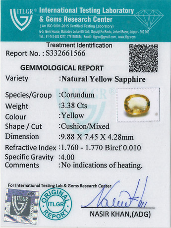 Yellow Sapphire - 3.38 Carat