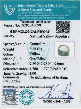 Yellow Sapphire - 3.38 Carat