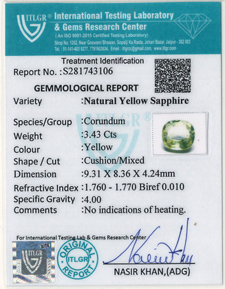 Yellow Sapphire - 3.43 Carat