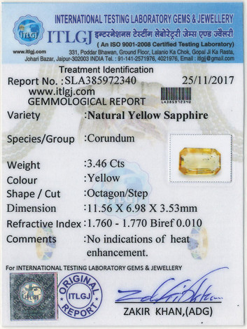 Yellow Sapphire - 3.46 Carat