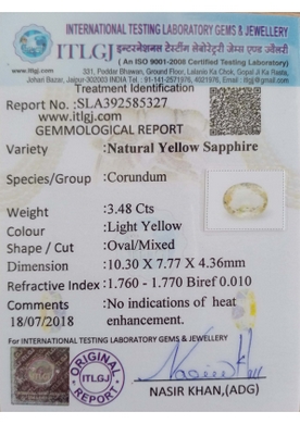 Yellow Sapphire - 3.48 Carat