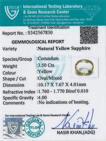 Yellow Sapphire - 3.5 Carat