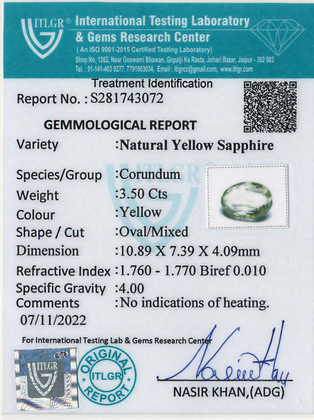 Yellow Sapphire - 3.5 Carat