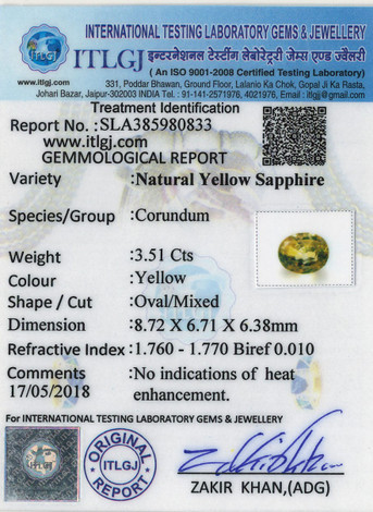 Yellow Sapphire - 3.51 Carat