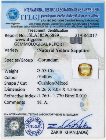 Yellow Sapphire - 3.53 Carat