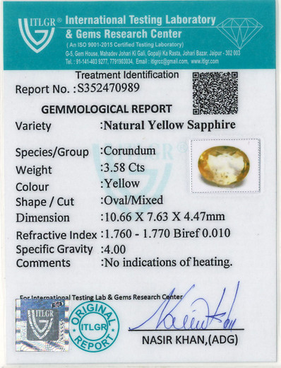 Yellow Sapphire - 3.58 Carat