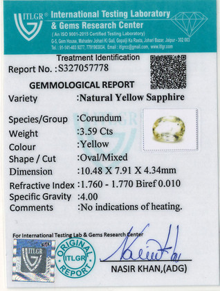 Yellow Sapphire - 3.59 Carat