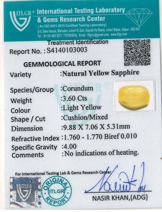 Yellow Sapphire - 3.6 Carat