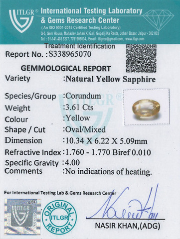Yellow Sapphire - 3.61 Carat