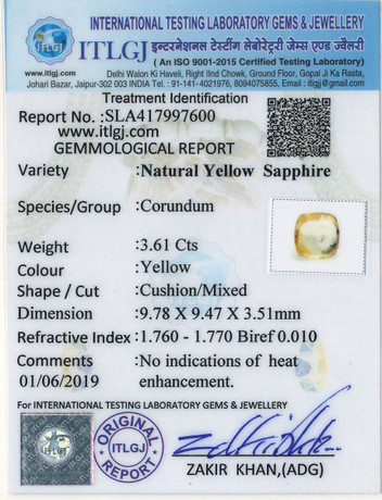 Yellow Sapphire - 3.61 Carat