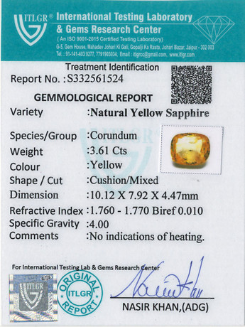 Yellow Sapphire - 3.61 Carat