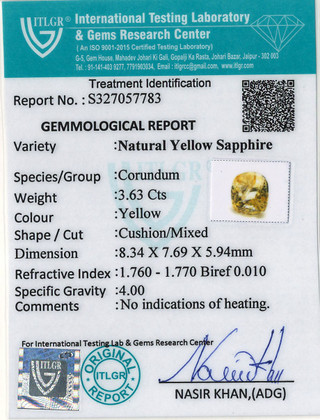 Yellow Sapphire - 3.63 Carat