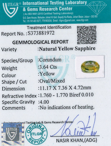 Yellow Sapphire - 3.64 Carat