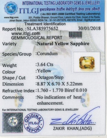 Yellow Sapphire - 3.64 Carat