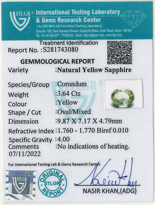 Yellow Sapphire - 3.64 Carat