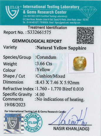 Yellow Sapphire - 3.66 Carat
