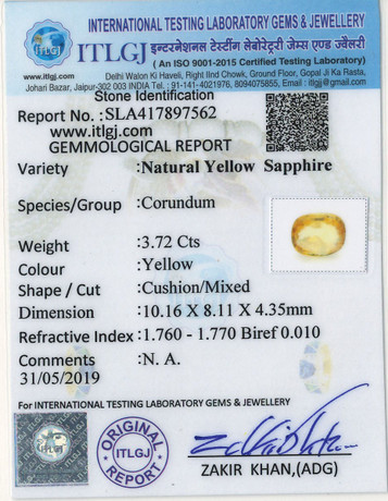 Yellow Sapphire - 3.72 Carat