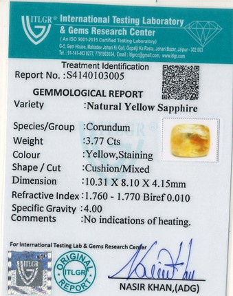 Yellow Sapphire - 3.77 Carat