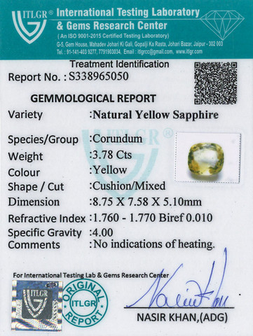 Yellow Sapphire - 3.78 Carat