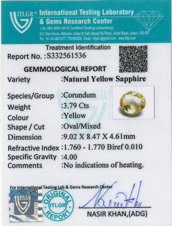 Yellow Sapphire - 3.79 Carat