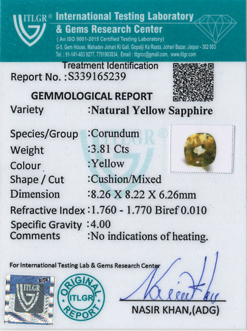 Yellow Sapphire - 3.81 Carat