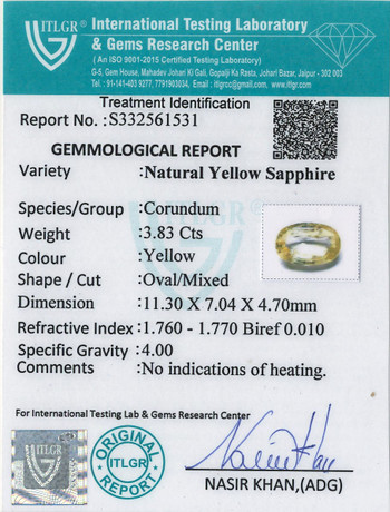 Yellow Sapphire - 3.83 Carat