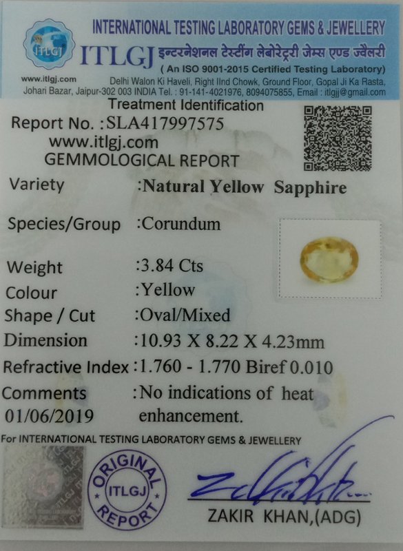 Yellow Sapphire - 3.84 Carat