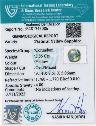 Yellow Sapphire - 3.85 Carat