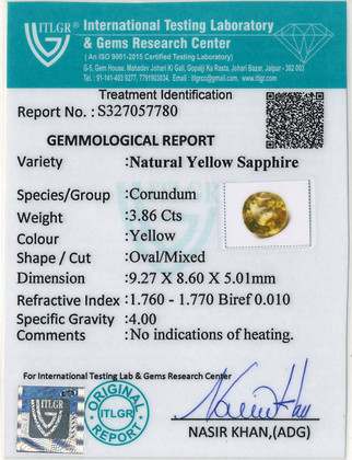 Yellow Sapphire - 3.86 Carat