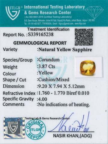 Yellow Sapphire - 3.87 Carat