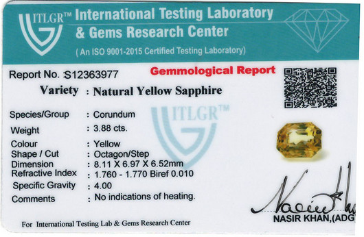 Yellow Sapphire - 3.88 Carat