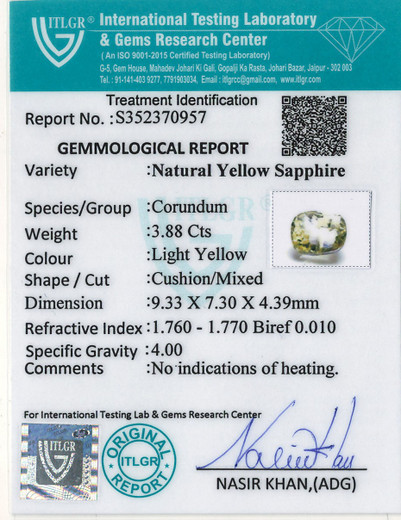 Yellow Sapphire - 3.88 Carat