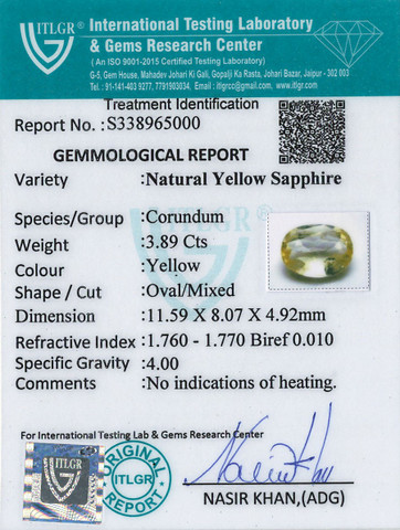 Yellow Sapphire - 3.89 Carat